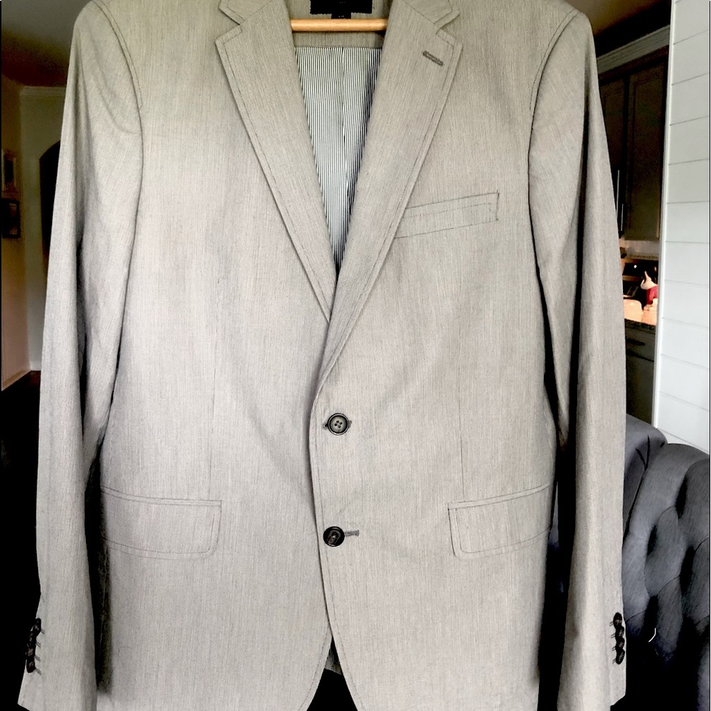 Mens Banana Republic Cotton Lined Blazer Light Gray 42R NWOT